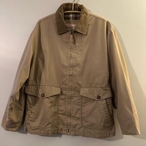 Woolrich Vintage Chore Jacket Flannel Lined Coat in Khaki, Size Large